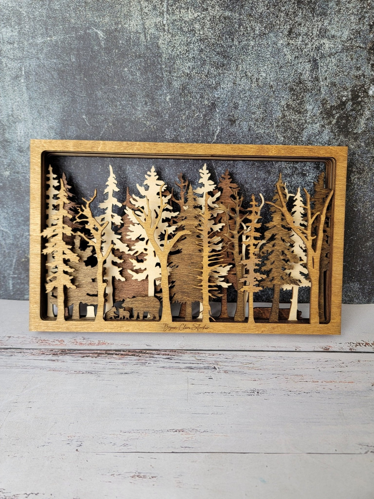 Into the Wild 7-Layer Wood Wall Art – Bear & Fox Forest Scene