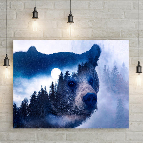 Animals Forest Bear Illustration Canvas Wall Art II